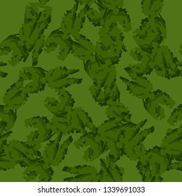 Forest camouflage of various shades of green colors. It is a colorful seamless pattern that can be used as a camo print for clothing and background and backdrop or computer wallpaper