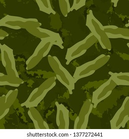 Forest camouflage of various shades of green colors. It is a colorful seamless pattern that can be used as a camo print for clothing and background and backdrop or computer wallpaper