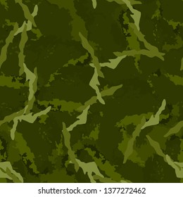 Forest camouflage of various shades of green colors. It is a colorful seamless pattern that can be used as a camo print for clothing and background and backdrop or computer wallpaper
