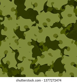 Forest camouflage of various shades of green colors. It is a colorful seamless pattern that can be used as a camo print for clothing and background and backdrop or computer wallpaper