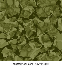 Forest camouflage of various shades of green colors. It is a colorful seamless pattern that can be used as a camo print for clothing and background and backdrop or computer wallpaper