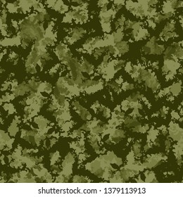 Forest camouflage of various shades of green colors. It is a colorful seamless pattern that can be used as a camo print for clothing and background and backdrop or computer wallpaper