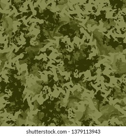 Forest camouflage of various shades of green colors. It is a colorful seamless pattern that can be used as a camo print for clothing and background and backdrop or computer wallpaper