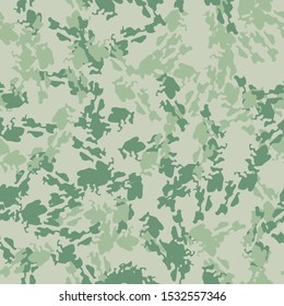 Forest camouflage of various shades of green colors. It is a colorful seamless pattern that can be used as a camo print for clothing and background and backdrop or computer wallpaper