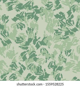 Forest camouflage of various shades of green colors. It is a colorful seamless pattern that can be used as a camo print for clothing and background and backdrop or computer wallpaper