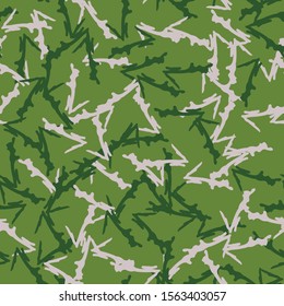 Forest camouflage of various shades of green and beige colors. It is a colorful seamless pattern that can be used as a camo print for clothing and background and backdrop or computer wallpaper