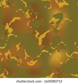 Forest camouflage of various shades of green, brown and beige colors. It is a colorful seamless pattern that can be used as a camo print for clothing and background and backdrop or computer wallpaper