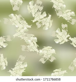 Forest camouflage of various shades of green, grey and white colors. It is a colorful seamless pattern that can be used as a camo print for clothing and background and backdrop or computer wallpaper