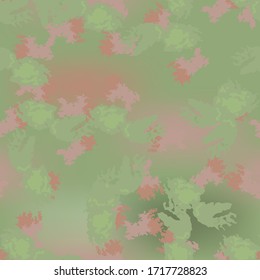 Forest camouflage of various shades of green and brown colors. It is a colorful seamless pattern that can be used as a camo print for clothing and background and backdrop or computer wallpaper