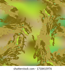 Forest camouflage of various shades of green and brown colors. It is a colorful seamless pattern that can be used as a camo print for clothing and background and backdrop or computer wallpaper