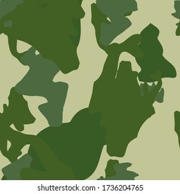 Forest camouflage of various shades of green and grey colors. It is a colorful seamless pattern that can be used as a camo print for clothing and background and backdrop or computer wallpaper