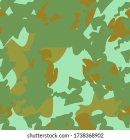 Forest camouflage of various shades of green and brown colors. It is a colorful seamless pattern that can be used as a camo print for clothing and background and backdrop or computer wallpaper