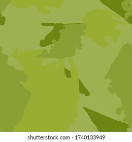 Forest camouflage of various shades of green and grey colors. It is a colorful seamless pattern that can be used as a camo print for clothing and background and backdrop or computer wallpaper