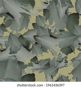 Forest camouflage of various shades of green, grey and beige colors. It is a colorful seamless pattern that can be used as a camo print for clothing and background and backdrop or computer wallpaper
