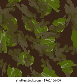 Forest camouflage of various shades of green adn brown colors. It is a colorful seamless pattern that can be used as a camo print for clothing and background and backdrop or computer wallpaper