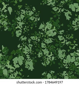 Forest camouflage of various shades of light green and dark green colors. It is a colorful seamless pattern that can be used as a camo print for clothing and background and backdrop or computer wallpa