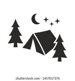 Forest camp, tent icon isolated on white background