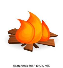 Forest campfire icon. Cartoon of forest campfire vector icon for web design isolated on white background