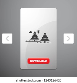 forest, camping, jungle, tree, pines Glyph Icon in Carousal Pagination Slider Design & Red Download Button