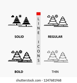 forest, camping, jungle, tree, pines Icon in Thin, Regular, Bold Line and Glyph Style. Vector illustration