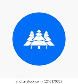 forest, camping, jungle, tree, pines White Glyph Icon in Circle. Vector Button illustration