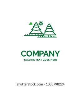 forest, camping, jungle, tree, pines Flat Business Logo template. Creative Green Brand Name Design.