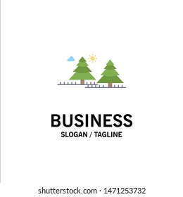 forest, camping, jungle, tree, pines Flat Color Icon Vector. Vector Icon Template background