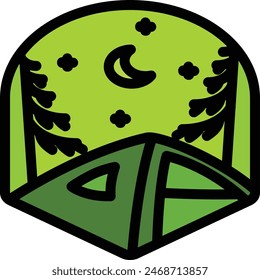 forest and camping with monoline art
