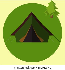 Forest camping vector concept with tourist tent