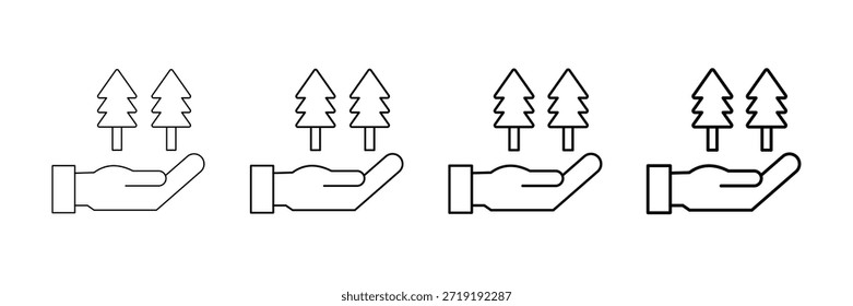 Conjunto de Vector de iconos de cuidado forestal en estilo de línea de trazo diferente