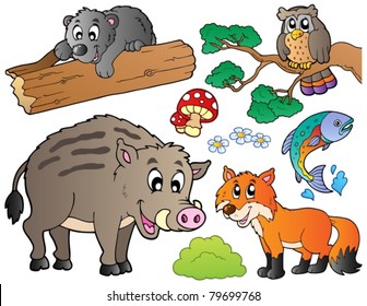 Forest cartoon animals set 1 - vector illustration.