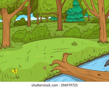 Forest cartoon educational game vector illustration