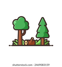 Ilustración vectorial de iconos de dibujos animados de bosque - aislado sobre un fondo blanco.