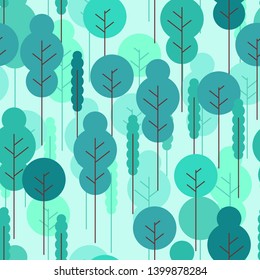 Forest cartoon pattern seamless. Wildlife background. Nature ornament. Baby cloth texture