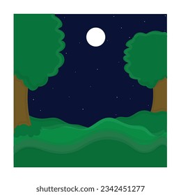 Forest Cartoon Scene Illustration Cute