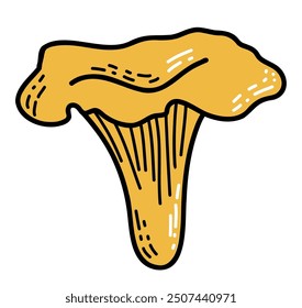 Forest chanterelle mushroom trendy vivid flat illustration element