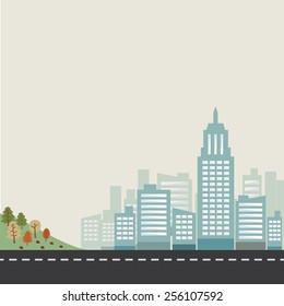 Bosques, ciudades y carreteras, vector