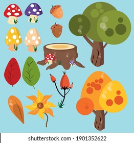 Forest Clipart Cute Cartoon Cute Mushrooms Stock Vector (Royalty Free ...