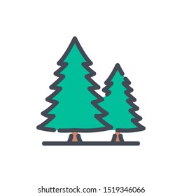 Forest color line icon. Pine forest vector outline colorful sign.