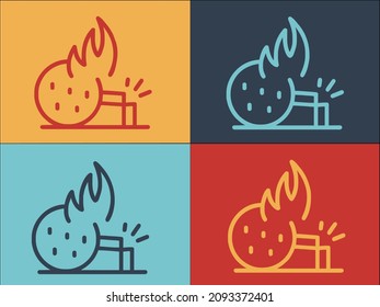 Forest Combustion Logo Template, Simple Flat Icon of flame,fire,forest