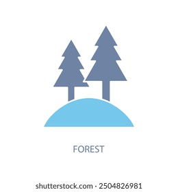 Icono de línea de concepto de bosque. Ilustración de elemento simple. diseño de símbolo de contorno de concepto de bosque.