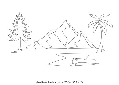 Forest. Forest concept one-line drawing