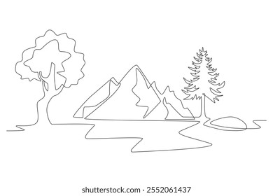 Forest. Forest concept one-line drawing