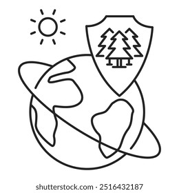 Diseño de icono de conservación forestal. Representa Sostenibilidad, Soluciones Ecológicas, Esfuerzos De Conservación, Conciencia Ambiental. Icono de Vector con trazo editable.