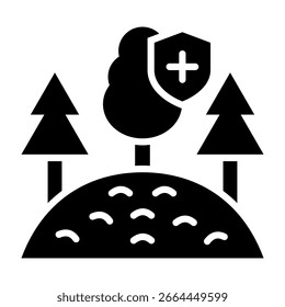 Ilustración vectorial de estilo de glifo de icono de conservación forestal