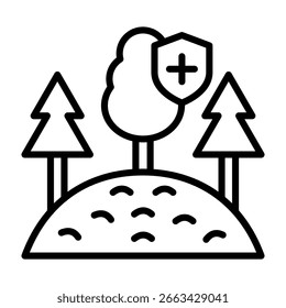 Ilustração de vetor de estilo de linha de ícone de conservação de floresta