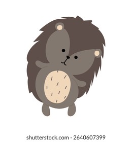 Forest cute animal hedgehog in cartoon style on white background, can be used for printing postcards, banners, advertising