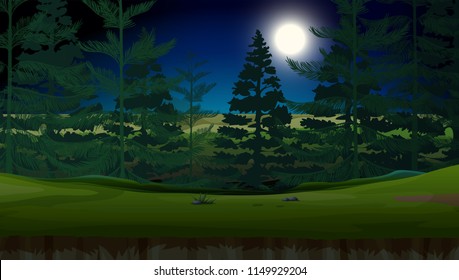 A forest in dark night illustration