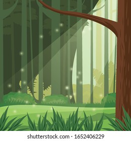 forest day landscape scene icon vector illustration design