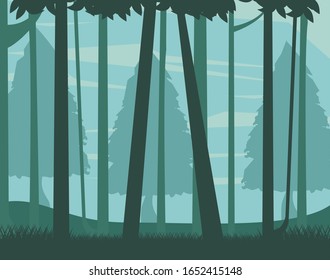 forest day landscape scene icon vector illustration design